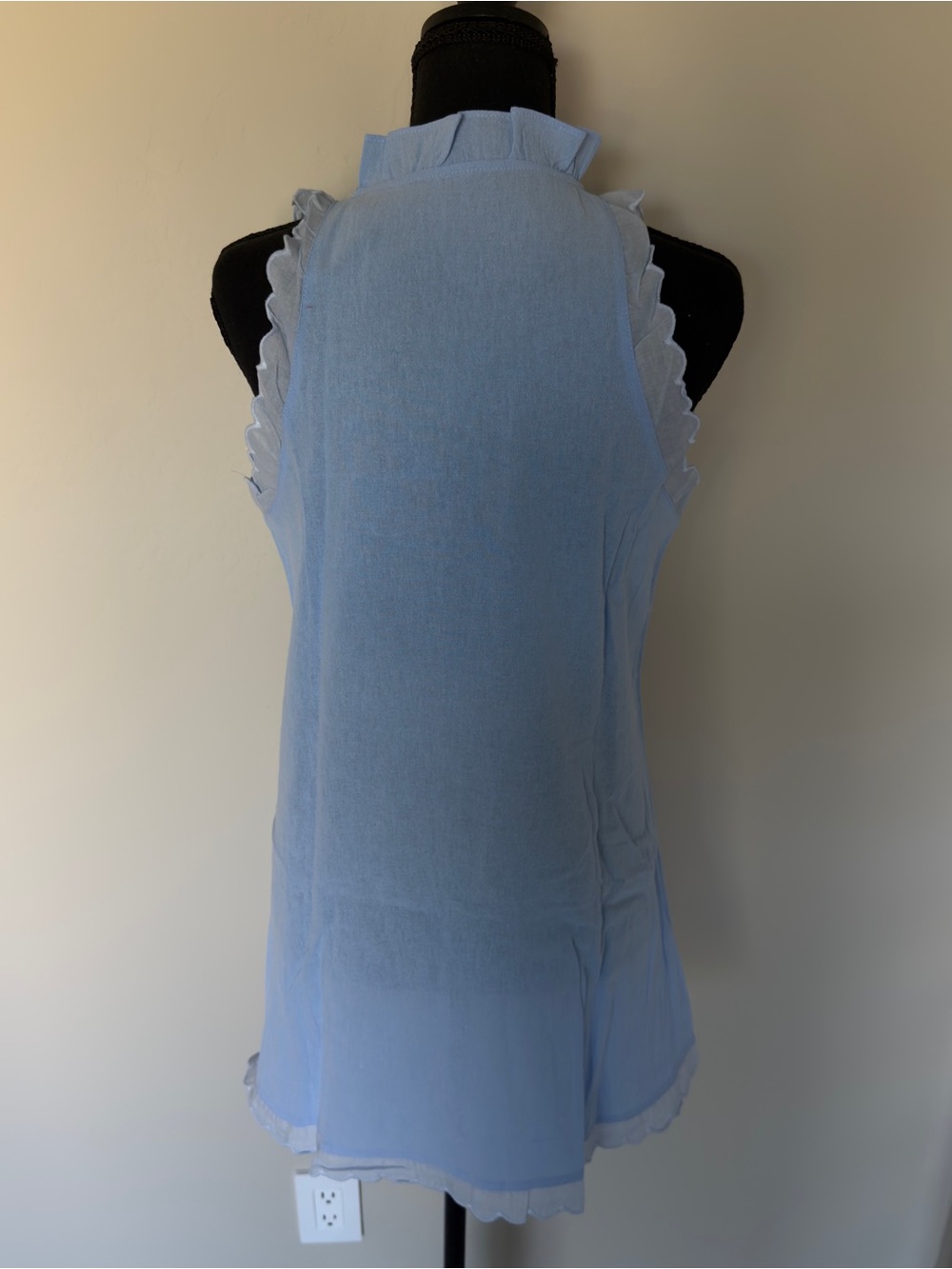 Light Blue RuffleV- Neck Sundress Small - Picture 4 of 4